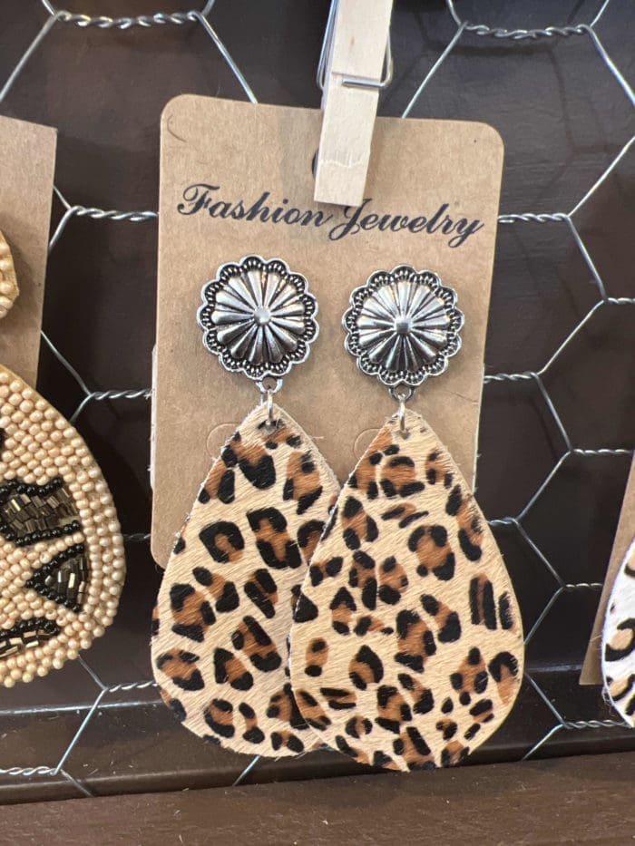 Cheetah Teardrop  Tan Cloth Earrings