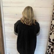 Plus Mineral Washed Shacket With Leopard Print With Pockets