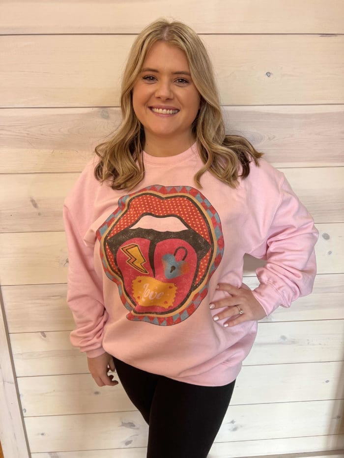 Retro  Lip Valentine Graphic Sweatshirt