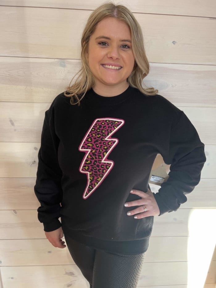 Neon Leopard Lightning Graphic Sweatshirt