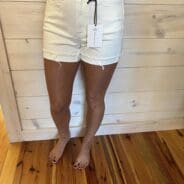 Distressed Cuffed Raw Hem Denim Shorts