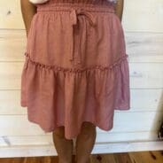 Soft Linen Drawstring Ruffle Mini Skirt