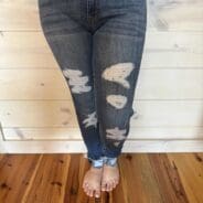 Mid Rise Super Skinny Distressed Jeans