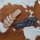 Ding Slip On Gold Studded Sandals