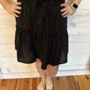 Soft Linen Drawstring Ruffle Mini Skirt