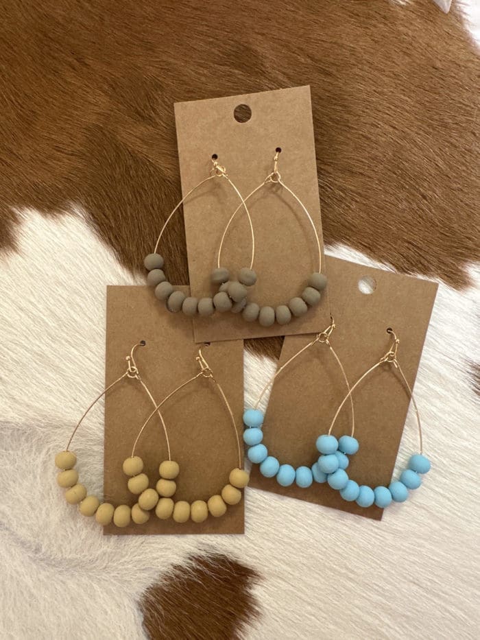 Teardrop Ball Clay Bead Dangling Earrings