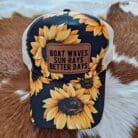 Boat Waves Sun Rays Better Days Ladys Patch Hats