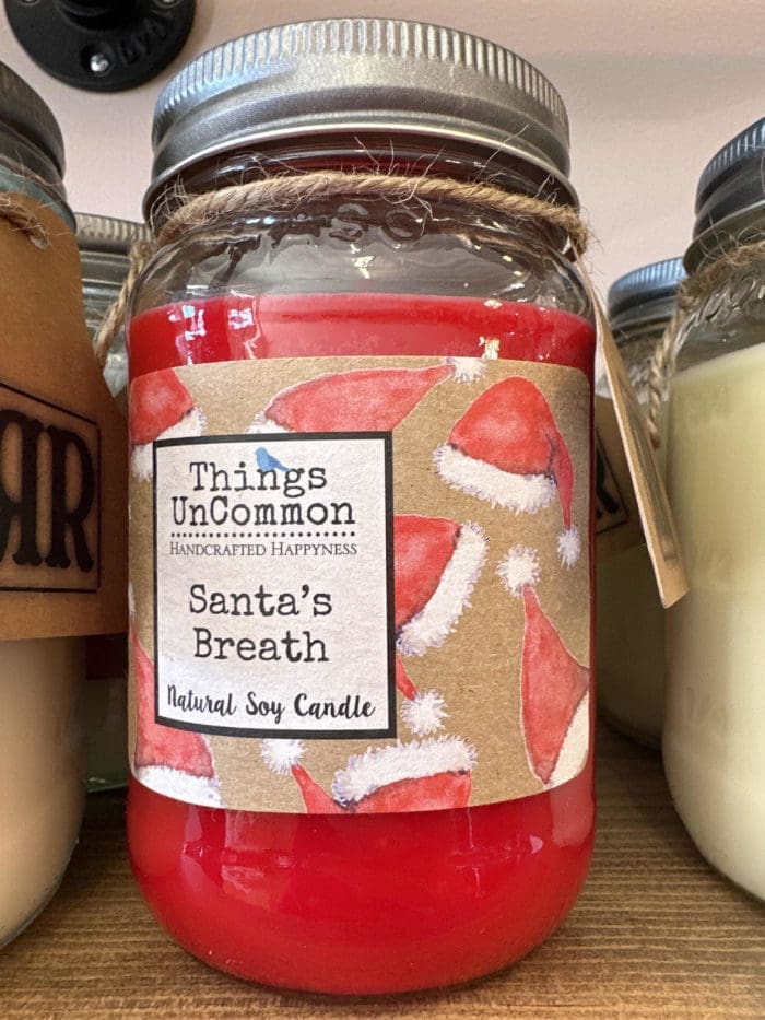 Santa’s Breath Cinnamon and Peppermint Scent US Grown Soy Wax Candle With Cotton Wick