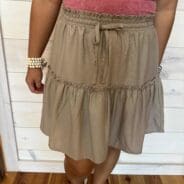 Soft Linen Drawstring Ruffle Mini Skirt