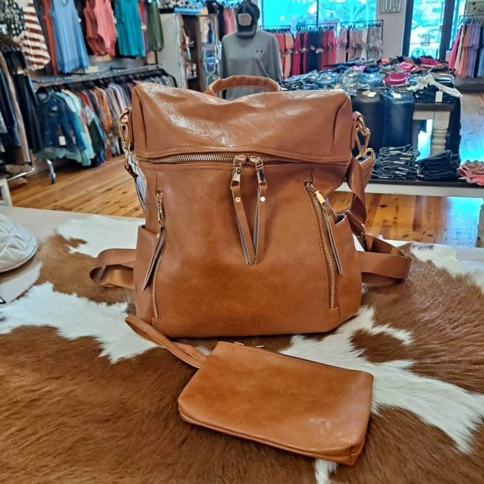 Liza Vegan Leather Backpack Two Piece Set