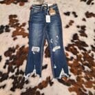 Mid Rise Distressed Bootcut Cropped Denim Pants