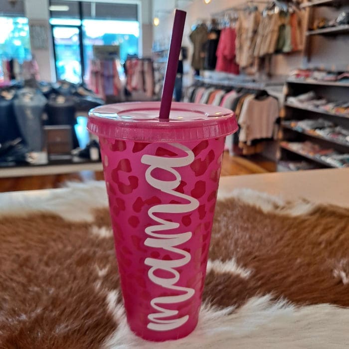 Plastic Leopard Print Mama Tumblers