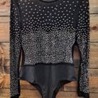 Long Sleeve Bodysuit Embellished With Rhinestones