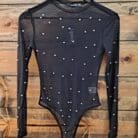 Long Sleeve Bodysuit With Rhinestone Accents