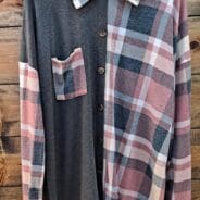 Basic Collar Solid And Plaid Shacket