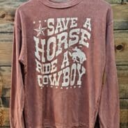 Save A Horse Ride A Cowboy Mineral Washed Graphic Long Sleeve Tee