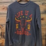 Life Is A Rodeo Mineral Washed Graphic Sweatshirt