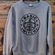 Basic Witch Puff Print Crewneck Sweatshirt