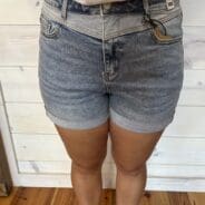 High Waisted Two-Tone Yoke Shorts