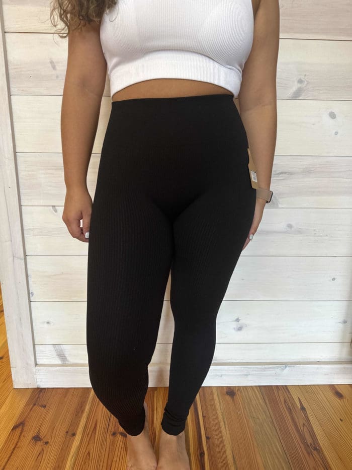 Ribbed Seamless High Waisted Full Length Leggings