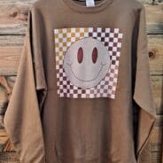 Fall Checkered Smiley Graphic Sweatshirt