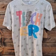 Teacher Lightning Bolt  With Stars Graphic Tee