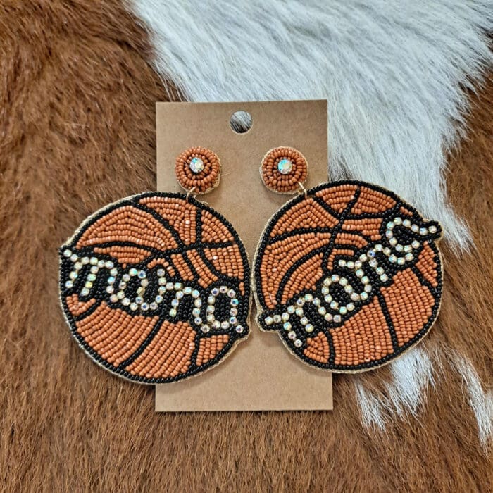 Basketball Mama Seed Bead  Dangle  Earrings