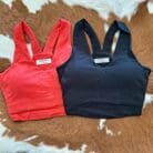 Cotton  Cropped V-Strap Back V-Neck Tank Top