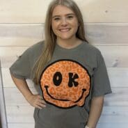 OK Orange Leopard Smiley Graphic Tee