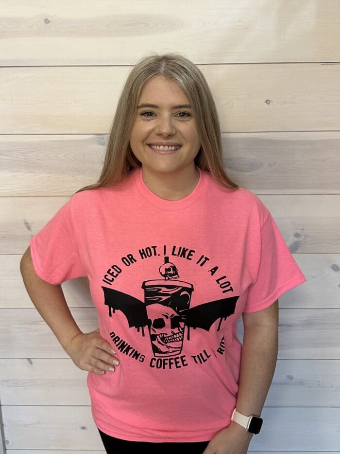 Iced Or Hot I Like It A Lot Skull Coffee Graphic Tee