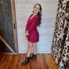 Sequin Glitter Holiday Party Wrap Mini Dress