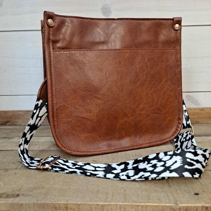 Vegan Leather Leopard Strap Crossbody Shoulder Bag