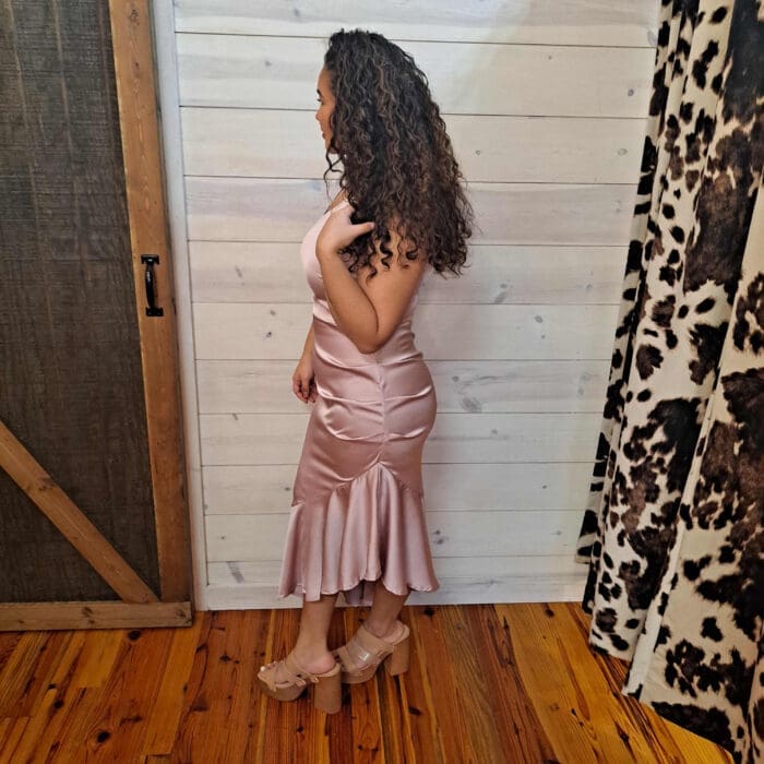 Pink One-Shoulder Ruffle Cocktail Party Dress