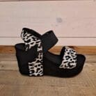 Animal Print Footbed Wedge with Elastic Straps