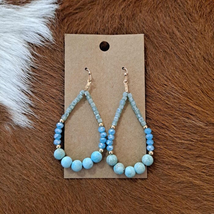 Semi Precious Stone Teardrop Earrings