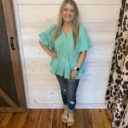 Textured Button Down Babydoll Knit Tunic