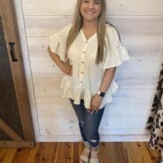 Textured Button Down Babydoll Knit Tunic