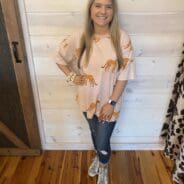 Cheetah Print Washed Cotton Jersey Top