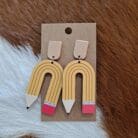 U Shape Pencil Wood Drop Earrings