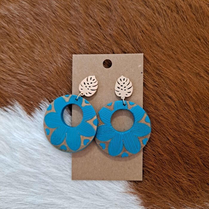 Matte Gold Leaf Flower Print Earrings