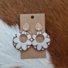 Matte Gold Leaf Flower Print Earrings