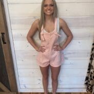 Washed Knot Strap Overall Romper