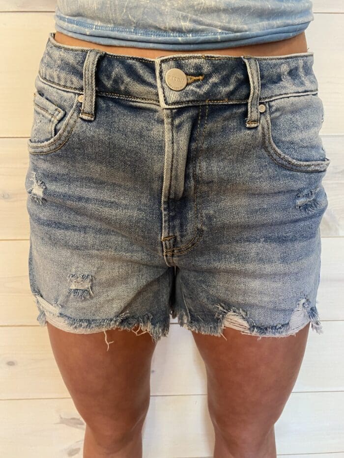 Sue-High Rise Distressed Shorts