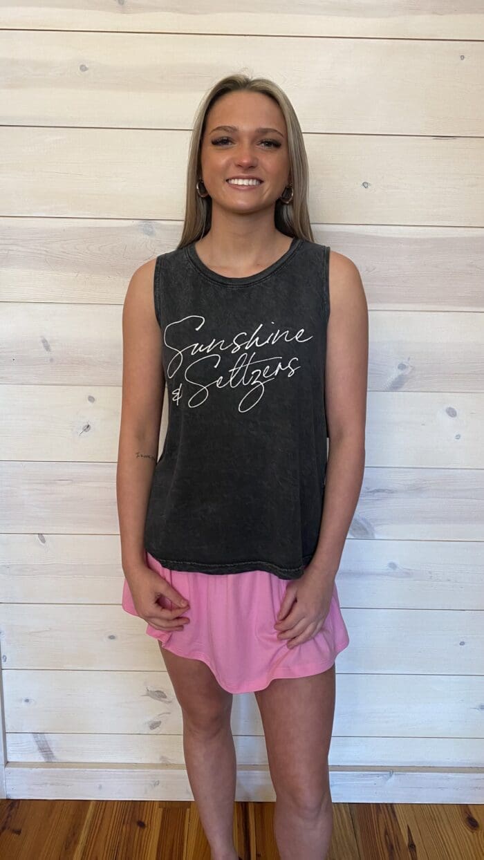 100% Premium Cotton Sunshine and Seltzers Mineral Graphic Tank Top