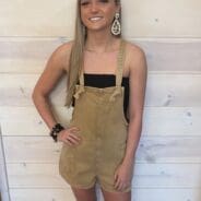 Washed Knot Strap Overall Romper