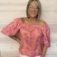 Floral Printed Blouse with Short Balloon Sleeves