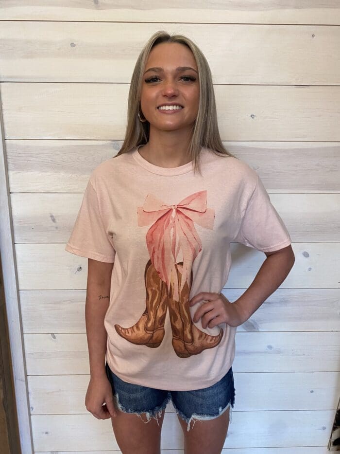 100/% Cotton Cowgirl Bow Graphic Tee