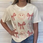 100 % Cotton Smiley Bow Graphic Tee