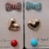 3 Pairs Crystal Bow Metal Heart Stud Earrings