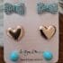 3 Pairs Crystal Bow Metal Heart Stud Earrings